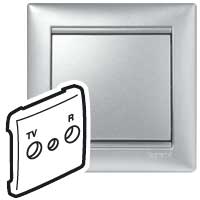 Лицевая панель для розетки TV-R - Valena - алюминий | код 770142 |  Legrand